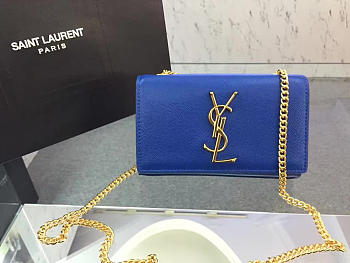 YSL MONOGRAM KATE GRAIN DE POUDRE EMBOSSED Blue 4987 17cm 