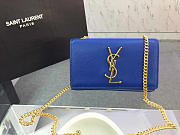 YSL MONOGRAM KATE GRAIN DE POUDRE EMBOSSED Blue 4987 17cm  - 6
