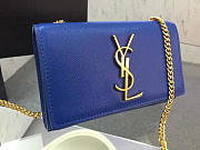 YSL MONOGRAM KATE GRAIN DE POUDRE EMBOSSED Blue 4987 17cm  - 4