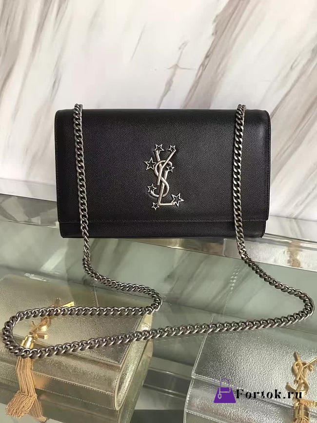 YSL MONOGRAM KATE Star GRAIN DE POUDRE EMBOSSED Black 4996 24cm  - 1