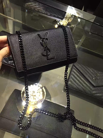 YSL MONOGRAM KATE IN GRAIN DE POUDRE EMBOSSED Full Black 5016 17cm 