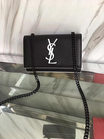 YSL MONOGRAM KATE IN GRAIN DE POUDRE EMBOSSED Black 5019 17cm 