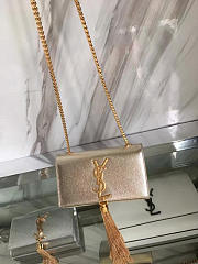 YSL Medium KATE Gold Tassel in Metallic Leather Gold 5051 19cm - 5