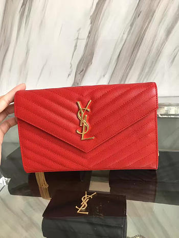 YSL MONOGRAM College Gold Hardware Red 5081 22cm 