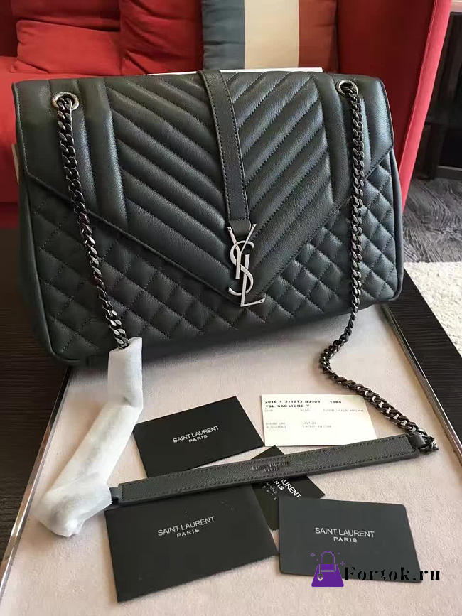 YSL ENVELOP Satchel Large Black 5121 31cm - 1