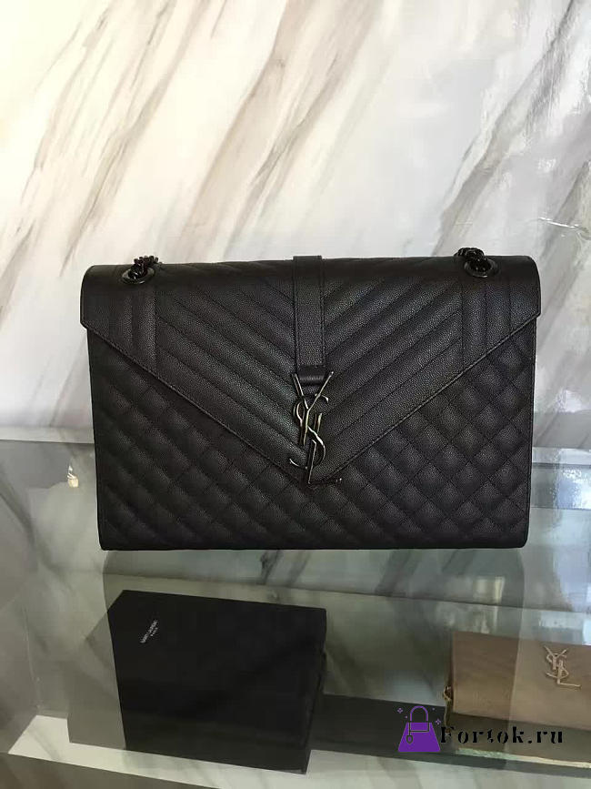 YSL ENVELOPE Satchel Black 5133 31cm - 1