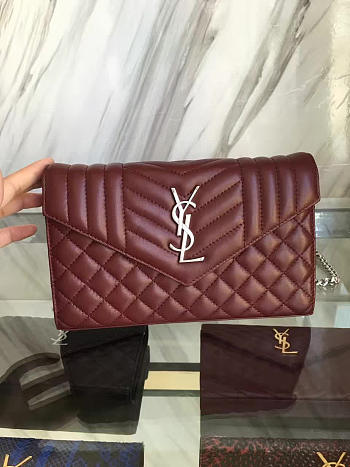 YSL ENVELOP Satchel Red Wine 5137 22cm