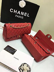 CHANEL Calfskin Leather Flap Bag Gold Red 25cm - 6