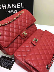 CHANEL Calfskin Leather Flap Bag Gold Red 25cm - 5