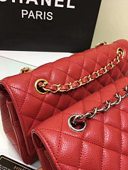 CHANEL Calfskin Leather Flap Bag Gold Red 25cm - 2