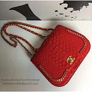 Chanel Snake Embossedr Flap Shoulder Bag Red A98774 20cm - 6
