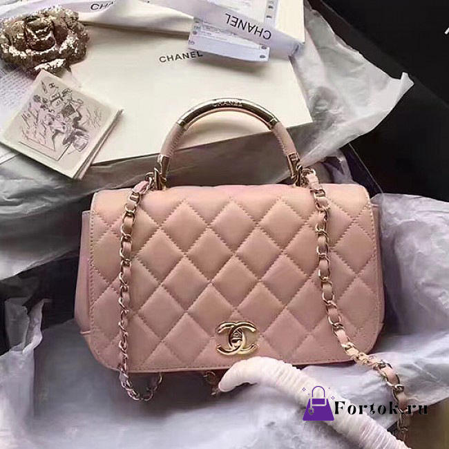 Chanel Caviar Quilted Lambskin Flap with Top Handle Pink A93752 25cm  - 1