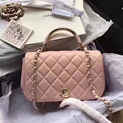 Chanel Caviar Quilted Lambskin Flap with Top Handle Pink A93752 25cm  - 6