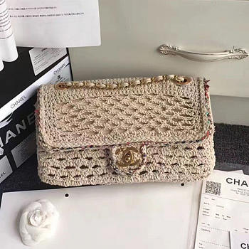 Chanel Crochet Braid Cayo Coco Flap Bag Beige A93680 28cm