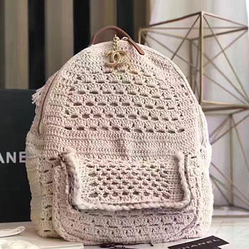 Chanel Crochet Braid Cayo Coco Backpack White A93681 30cm