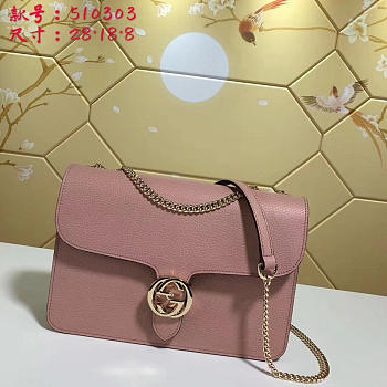 Gucci GG Flap Shoulder Bag On Chain Pink 510303 28cm