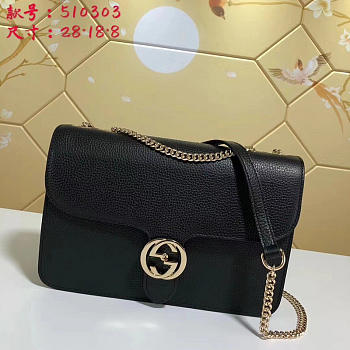 Gucci GG Flap Bag On Chain Black 510303 28cm