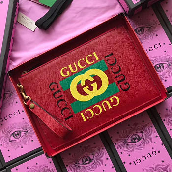 Gucci GG Leather Clutch Bag Z02 30cm 