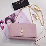 YSL MONOGRAM KATE GRAIN DE POUDRE EMBOSSED Pink 24cm - 1