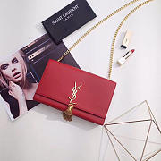 YSL MONOGRAM KATE Gold Tassel Leather Red 4741 24cm  - 1