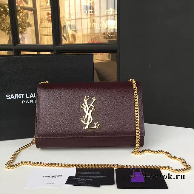 YSL MONOGRAM KATE Start GRAIN DE POUDRE EMBOSSED Purple Plum 4757 24cm  - 1