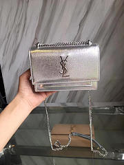 YSL SUNSET Chain Wallet Crinkled Metallic 4839 17cm - 6