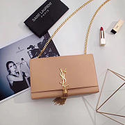 YSL MONOGRAM KATE Gold Tassel Smooth Leather Apricot 4978 24cm  - 1