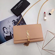 YSL MONOGRAM KATE Gold Tassel Smooth Leather Apricot 4978 24cm  - 6