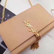 YSL MONOGRAM KATE Gold Tassel Smooth Leather Apricot 4978 24cm  - 5