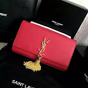 YSL MONOGRAM KATE Gold Tassel Smooth Leather Red 4981 24cm  - 1