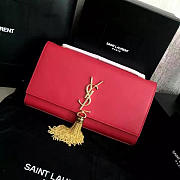YSL MONOGRAM KATE Gold Tassel Smooth Leather Red 4981 24cm  - 6