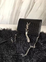 YSL MONOGRAM KATE Tassel Crocodile Black 4985 19cm  - 5