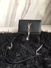 YSL MONOGRAM KATE Silver Tassel Black Leather 5007 19cm - 6