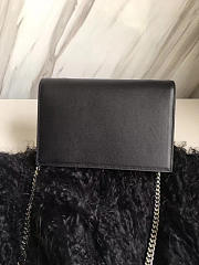 YSL MONOGRAM KATE Silver Tassel Black Leather 5007 19cm - 5