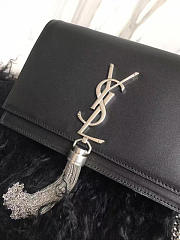 YSL MONOGRAM KATE Silver Tassel Black Leather 5007 19cm - 3