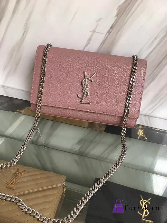 YSL MONOGRAM KATE GRAIN DE POUDRE EMBOSSED LEATHER Pink 5021 24cm - 1