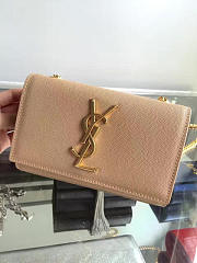 YSL MONOGRAM KATE IN GRAIN DE POUDRE EMBOSSED LEATHER Apricot 5026 17cm - 5
