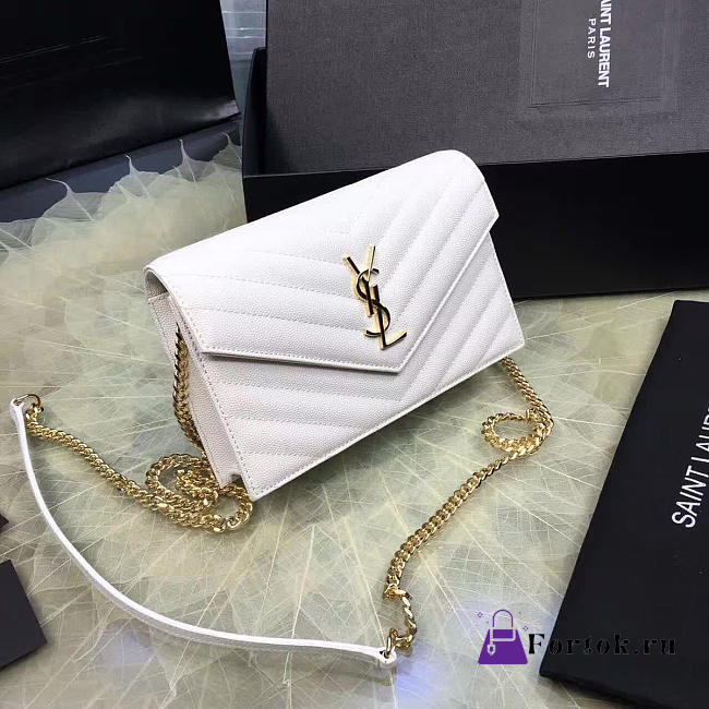 YSL MONOGRAM COLLEGE Gold Hardware in White 5061 19cm - 1