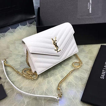 YSL MONOGRAM COLLEGE Gold Hardware in White 5061 19cm