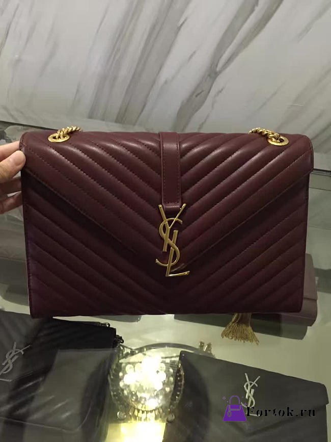 YSL MONOGRAM College Gold Hardware Red Wine 5082 31cm - 1