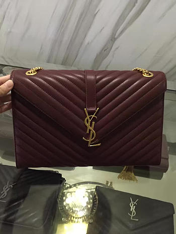 YSL MONOGRAM College Gold Hardware Red Wine 5082 31cm