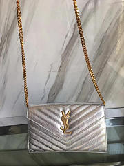 YSL ENVELOPE Chain Wallet Silver 5095 22cm - 3