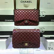 CHANEL Lambskin Leather Flap Bag Gold/Silver Hardware Maroon Red 33cm - 1