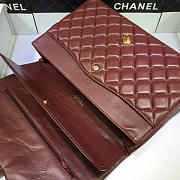 CHANEL Lambskin Leather Flap Bag Gold/Silver Hardware Maroon Red 33cm - 5