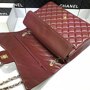 CHANEL Lambskin Leather Flap Bag Gold/Silver Hardware Maroon Red 33cm - 4