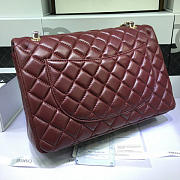 CHANEL Lambskin Leather Flap Bag Gold/Silver Hardware Maroon Red 33cm - 3