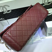 CHANEL Lambskin Leather Flap Bag Gold/Silver Hardware Maroon Red 33cm - 2