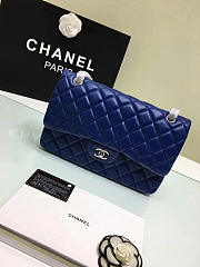 CHANEL Lambskin Leather Flap Bag Gold/Silver Blue 30cm - 6