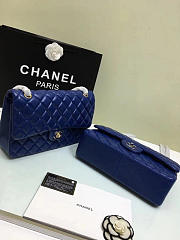 CHANEL Lambskin Leather Flap Bag Gold/Silver Blue 30cm - 3