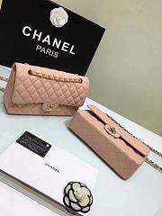 CHANEL Calfskin Leather Flap Bag Gold Pink 25cm - 5